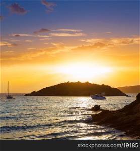 Majorca sunset in sant Elm near sa Dragonera at Mallorca Balearic islands of spain