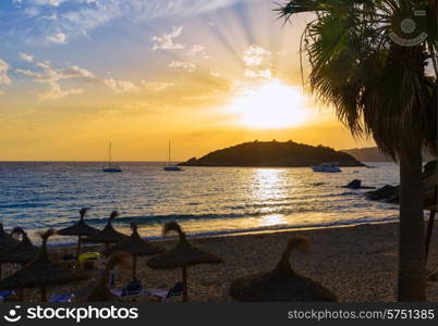 Majorca sunset in sant Elm near sa Dragonera at Mallorca Balearic islands of spain