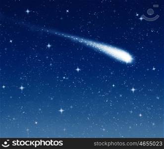 make a wish on this shooting star going across a starry sky . shooting star