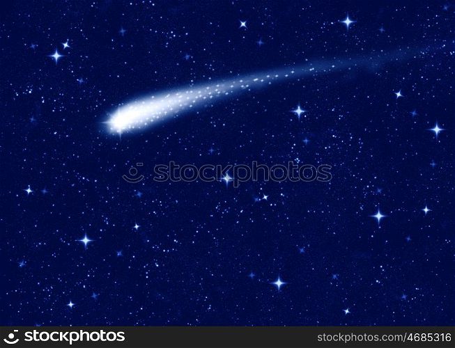 make a wish on this shooting star going across a starry sky . shooting star