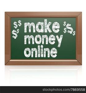 Make money online on a chalkboard image with hi-res rendered artwork that could be used for any graphic design.. Make money online on a chalkboard