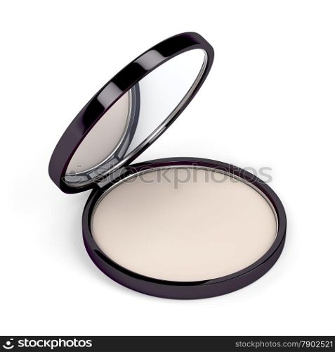 Make-up powder in box on white background