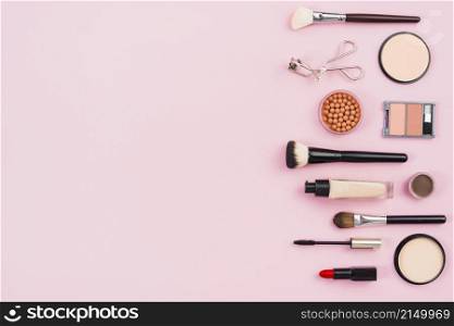 makeup cosmetic beauty products pink background