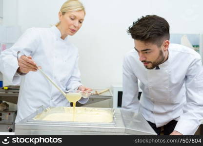 making of a cream for chocolate