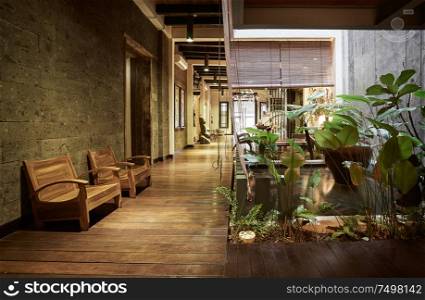 MALACCA, MALAYSIA - OCT 27: Lobby interior of 1825 Gallery Hotel on OCT 27, 2018 in Malacca, Malaysia. 1825 Gallery Hotel is a vintage and luxury serviced hotel near the Jonker Street .