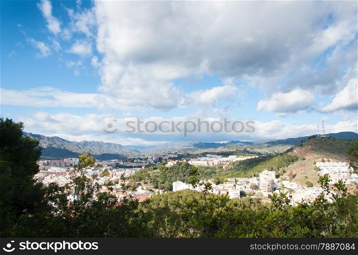 Malaga cityscape from the top of hill Gibralfaro, Spain