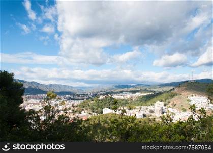 Malaga cityscape from the top of hill Gibralfaro, Spain