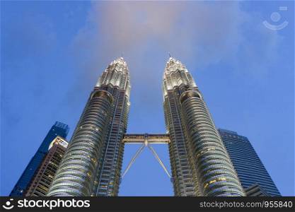 Malaysia 14 April 2018 : Petronas Twin Towers at Kuala Lumpur Malaysia