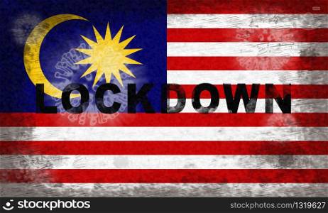 Malaysia lockdown stopping ncov epidemic or outbreak. Covid 19 Malaysian ban to isolate disease infection - 3d Illustration