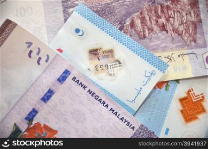 Malaysia Ringgit Note Background, hundred ringgit and one ringgit notes