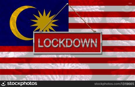 Malaysian lockdown stopping ncov epidemic or outbreak. Covid 19 Malaysia ban to isolate disease infection - 3d Illustration