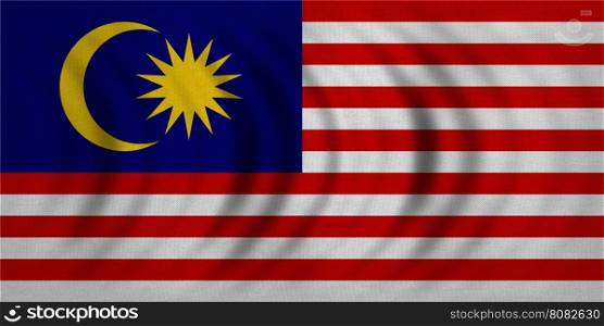 Malaysian national official flag. Patriotic symbol, banner, element, background. Correct colors. Flag of Malaysia wavy with real detailed fabric texture, accurate size, illustration