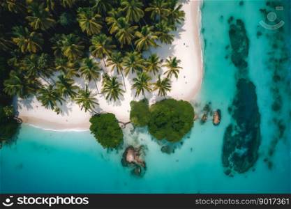 Maldives island beach. Tropical landscape of summer scenery, white sand with palm trees. Neural network AI generated art. Maldives island beach. Tropical landscape of summer scenery, white sand with palm trees. Neural network generated art