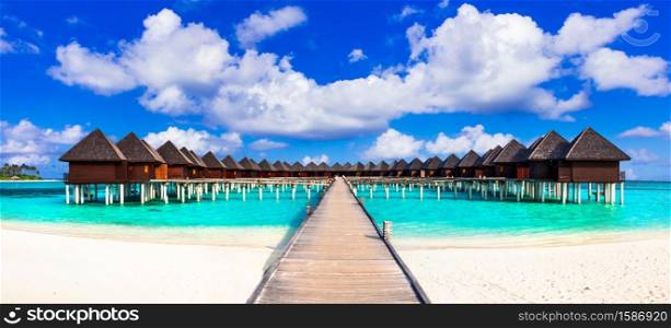 Maldives island luxury vacation. Water villas