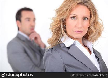 Male and female business colleagues