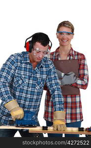 male and female joiners working together