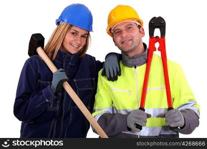 Male and female manual workers