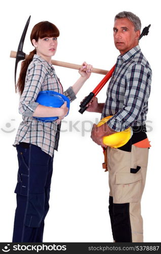 Male and female manual workers