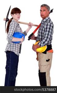 Male and female manual workers