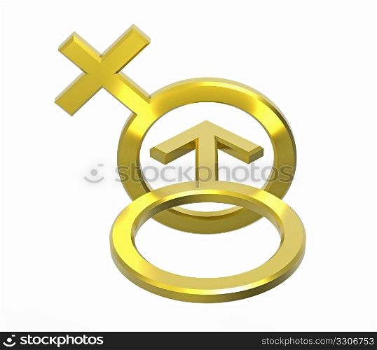 Male and female sex symbols render isolated on white