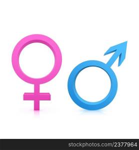 Male and female symbol illustration isolated on white background.. Male and female symbol illustration isolated on white background