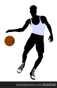 Male basketballl player silhouette on a white background