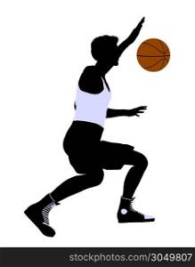 Male basketballl player silhouette on a white background