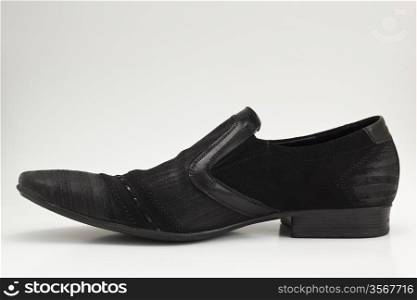 Male black elegant shoe on white background