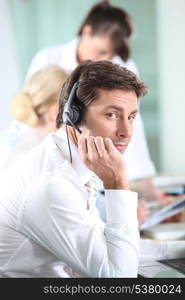 Male call centre worker