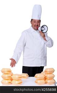 Male chef with megaphone