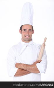 Male chef with rolling pin