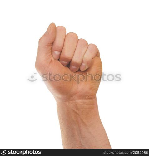 Male clenched fist isolated on white background. Male clenched fist