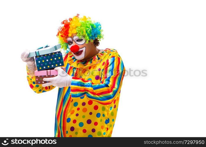 Male clown isolated on white 