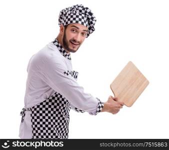 Male cook isolated on the white background. The male cook isolated on the white background