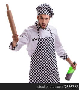 Male cook isolated on the white background. The male cook isolated on the white background