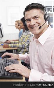 Male Customer Services Agent In Call Centre