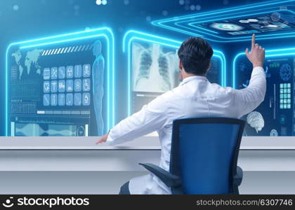 Male doctor in futuristic medical concept