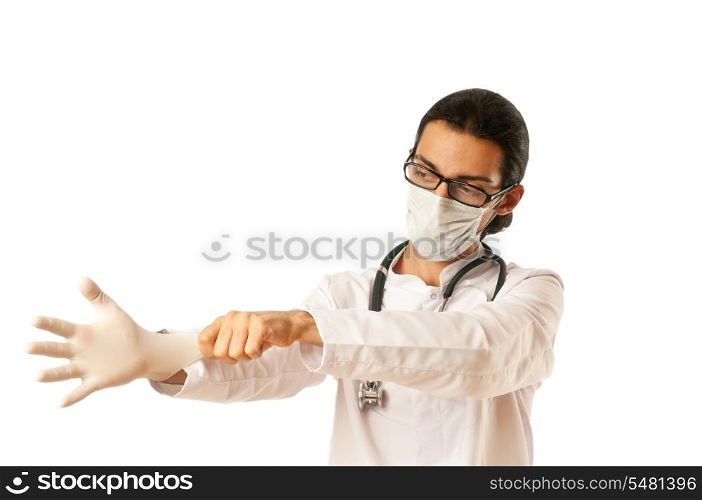Male doctor isolated on the white