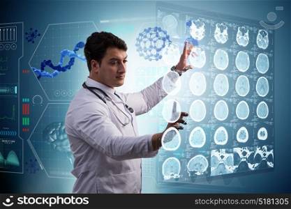 Male doctor studing x-ray image of MRI scan