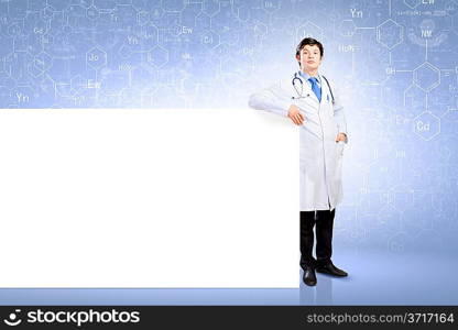 Male doctor with banner