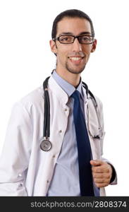 Male doctor with stethoscope isolated