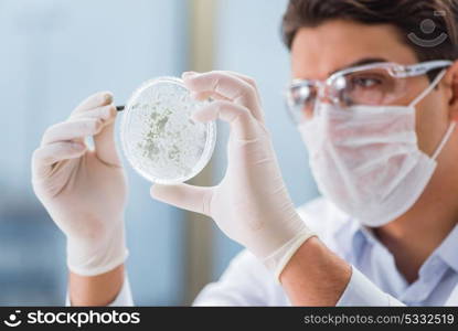 Male doctor working in the lab on virus vaccine