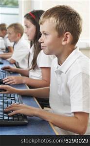 Male Elementary Pupil In Computer Class