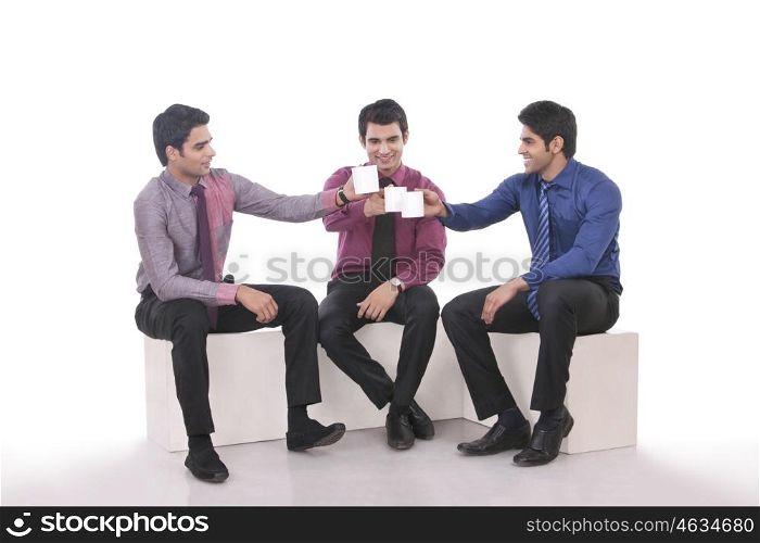 Male executives toasting