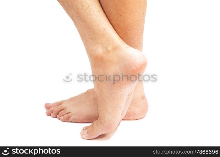 Male feet isolated on white background