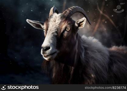 Male goat. Nature horn animal. Generate Ai. Male goat. Generate Ai