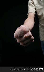 male hand gesture closeup on black