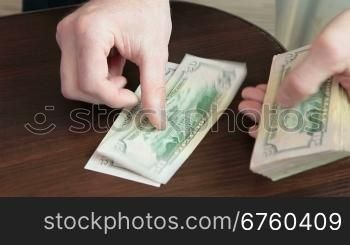 Male Hands Counting Cash Money US Dollars