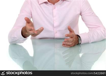 Male hands gesturing