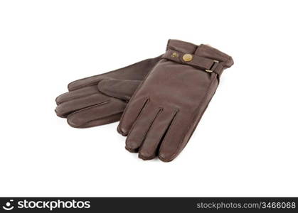 male leather gloves isolated on a white